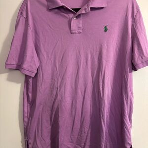Polo Ralph Lauren Purple Polo Shirt Green Pony Pima Cotton Size L